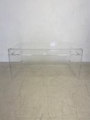 A contemporary perspex coffee or centre table. 55x120x75cm
