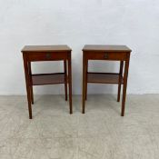 A pair of Georgian style yew-wood bedside tables with central inlaid satinwood paterae. H.61 W.40
