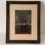 Khadim Ali (b.1978), mixed media, untitled, signed with Canvas Gallery, Karachi label verso. H.31