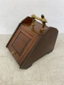 A 19th century walnut coal box with zinc liner and scoop. 42x35x47cm
