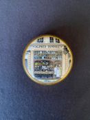 A vintage limited edition brass mounted and hand-painted enamel paperweight by Staffordshire Enamels