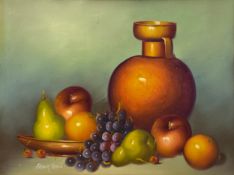 An oil on board still life study, signed, framed. H.38.5 W.48.5cm