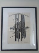 Trevor Frankland (1931-2011), a 20th century limited edition linocut, abstract arcitectural