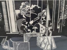 Trevor Frankland (1931-2011), a 20th century limited edition linocut, abstract cubist style still
