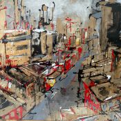 A framed and glazed mixed media work, 'Study for Urban Construct' signed and dated Michelle Williams