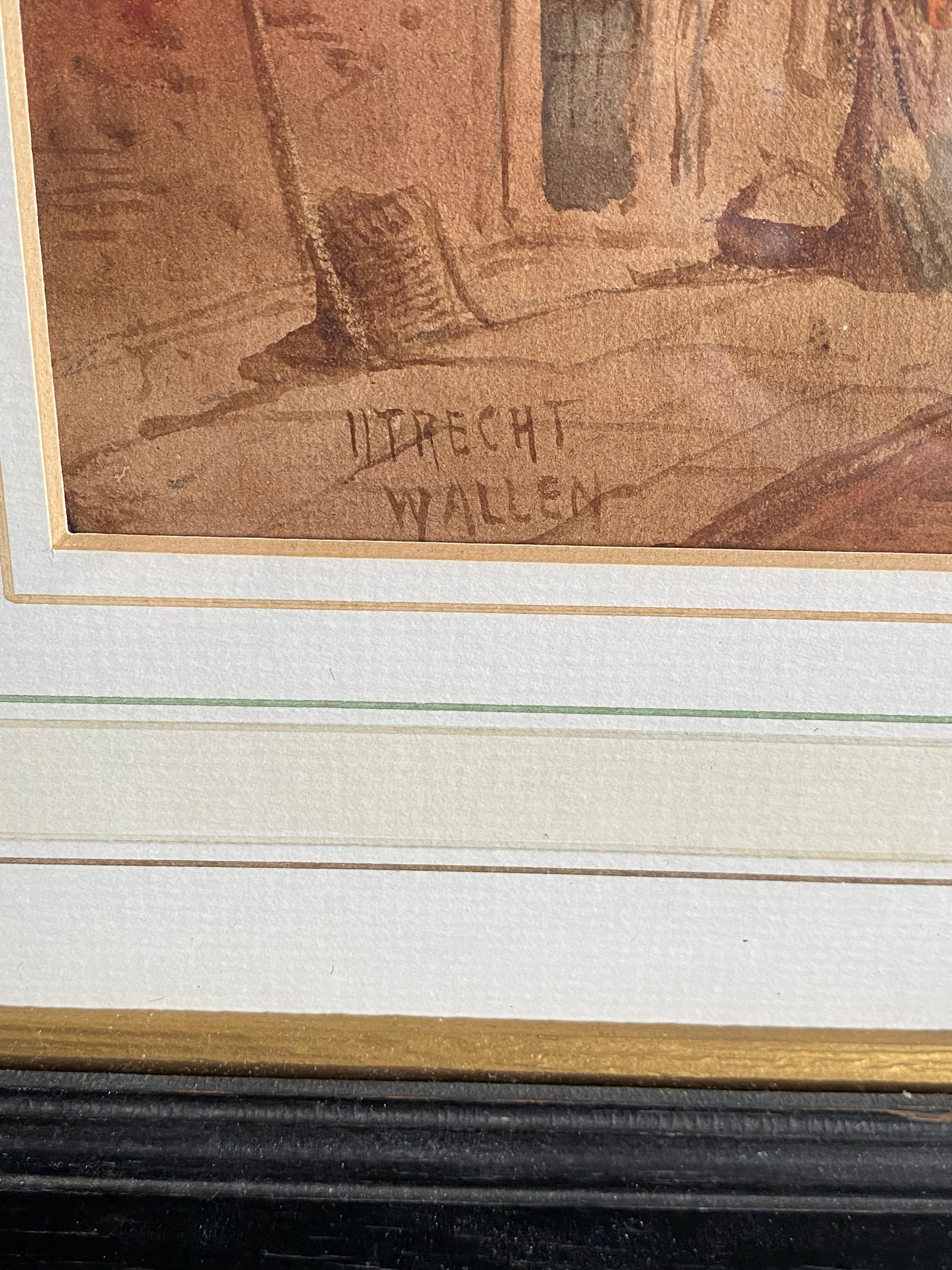 A 19th century Dutch School watercolour study of Ultrecht Cathedral, signed Wallen to the lower - Image 3 of 4