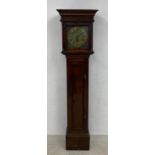 A Georgian oak longcase clock, John Frost Chichester with engraved square brass dial and 30 hour