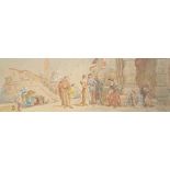 A 19th century watercolour titled 'A Venetian Minstrel' in a glazed gilt frame. 33x64cm