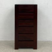 A contemporary Oriental style hardwood chest of six short drawers. H.120 W.60 D.40cm