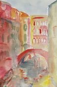 A contemporary watercolour study of a Venetian canal, framed and glazed. 36x27cm