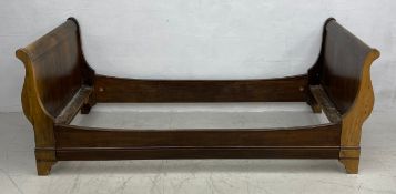 A 19th century style mahogany single sleigh bedstead. 86x222x107cm (For a 3ft mattress).