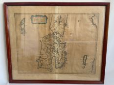 A possibly 17th century hand coloured map of the Isle of Islay 1654 by Johan Blaeu from the Atlas