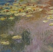 A contemporary limited edition lithograph, Impressionist water lillies in the style of Monet, signed
