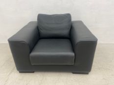 A contemporary Italian black leather armchair by Verdesign with maker's label. W.117 D.100 cm
