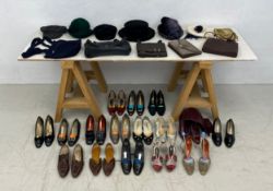A mixed collection of six ladies' hats, six bags and sixteen pairs of shoes by French Connection,
