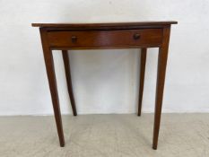 A 19th century side table with rectangular top over single frieze drawer raised on square tapering