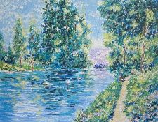 Lélia Pissarro (b.1963), a contemporary limited edition lithograph titled 'The Jordan River', signed
