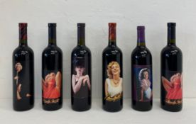 A set of six vintage 1990s bottles of Marilyn Wines to include five Marilyn Merlot, and one Norma