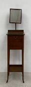 An Edwardian mahogany shaving or washstand having a rectangular mirror over a small frieze drawer