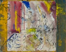 Martin Fuller (b.1953), a contemporary ink and acrylic painting, abstract figural dancers, signed to