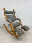 A mid century bentwood Gravity Balans rocking chair by Peter Opsvik for Stokke with maker's label.