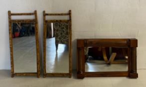 A small 19th century mahogany overmantel mirror with original plate flanked by pilasters. H.40 W.