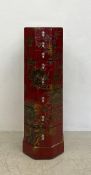 A contemporary Oriental octagonal lacquered chest of drawers decorated with birds and flowers with