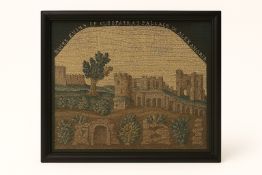 A large late 19th century needlework tapestry depicting the ruins of Cleopatra's palace in