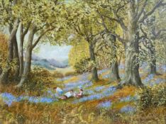 A gilt framed oil on canvas, woodland setting, signed and dated Rena M Edgar, signed and inscribed