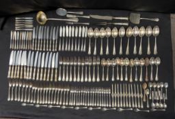 An extensive 19th century continental silver cutlery canteen to include dinner forks and knives,