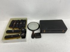 A cased 19th century set of silver backed brushes, silver mounted dressing table brushes and