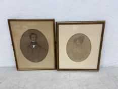 Two 19th century framed and glazed pencil portraits, one with inscribed label to the reverse.