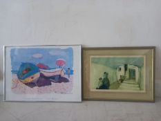 A Russell Flint print and another, both framed and glazed. 78x45cm