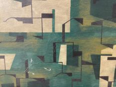 Oil on canvas, mid century abstract composition, unsigned. 50x40cm. (A little damage as seen).