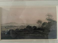 A 19th century watercolour titled 'River Estuary' by W. Pearson in a glazed gilt frame with an