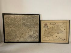 A framed ordnance survey map, parts of Oxfordshire and Buckinghamshire and a framed map of Fyfe.