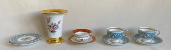 A mixed collection of porcelain to include a 19th century hand painted and gilt floral Meissen