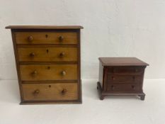 Two 19th century mahogany miniature chests of drawers. H.36 W.32 D.28cm. (Largest).