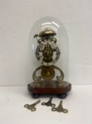 A 19th century brass skeleton clock, the steel dial marked B Jacobs Hull with chain driven fusee