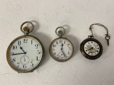 An outsized 19th century pocket watch, a Mappin and Webb example and a 19th century pocket watch