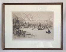 Sir Francis Seymour Haden (1818-1910), a large signed etching, framed and glazed. 59x76cm