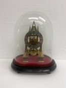A 19th century brass skeleton clock, the steel dial marked Barling Maidstone with chain driven fusee
