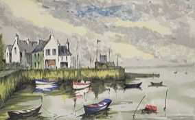 Jean-Pierre Laurent (b.1920), a limited edition lithograph titled 'Lobster Boats at Low Tide',