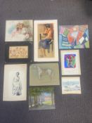 A miscellaneous collection of various works on paper. 58x32 (Largest).