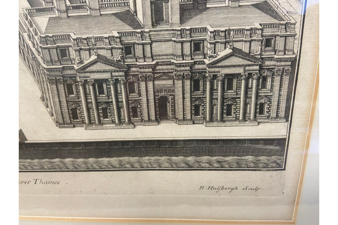 Two 18th century engravings, Greenwich interest, H Hulsbergh and J C Stadler, framed and glazed. - Image 2 of 5
