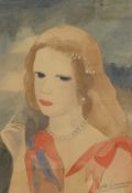After Marie Laurencin (1883-1956), an early 20th century watercolour portrait of a young lady,