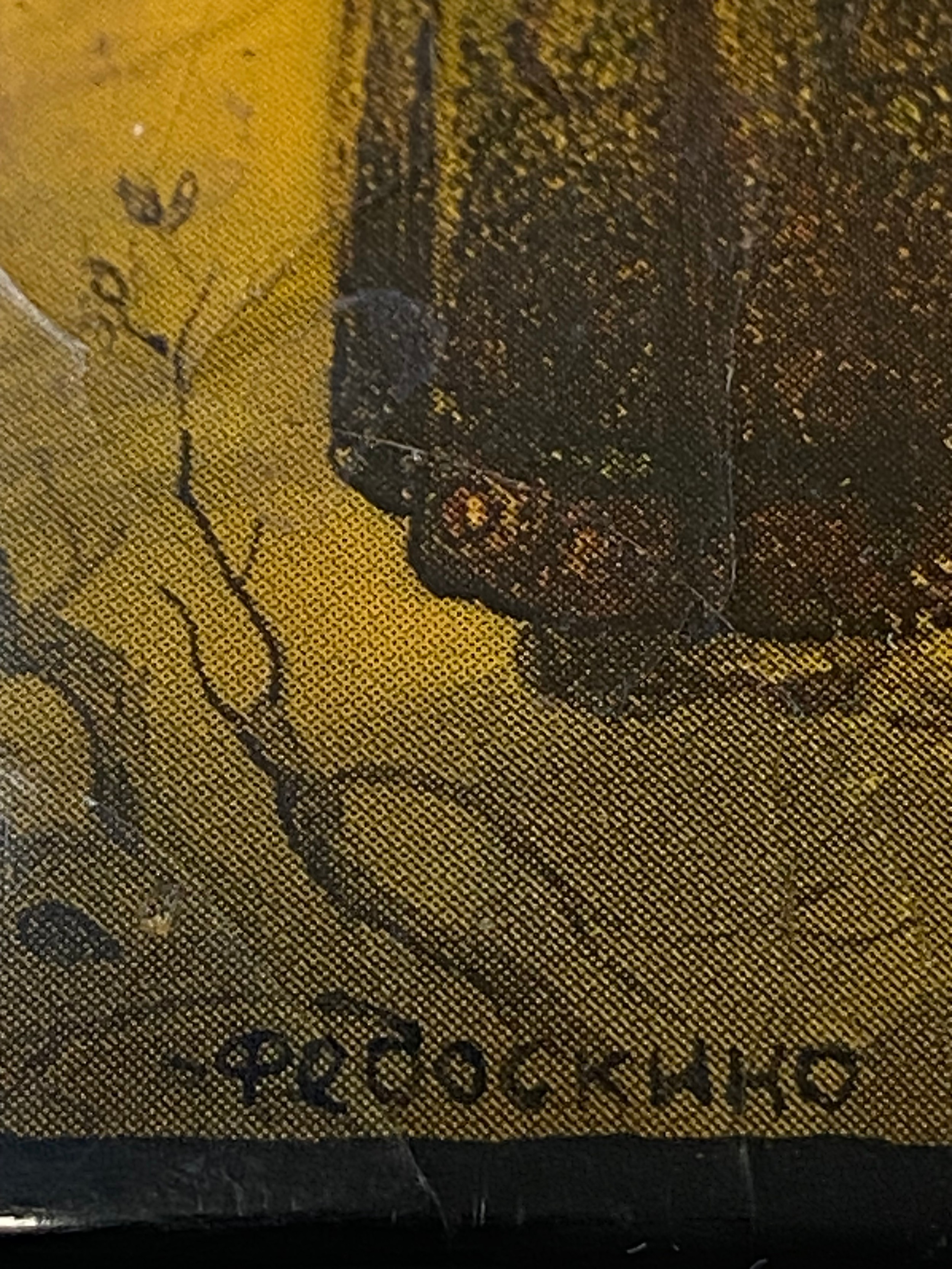 Two vintage Russian lacquered papier mache lidded boxes decorated with Fedoskino village scenes. - Image 7 of 8