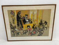 Felix Topolski, a framed and glazed lithograph, Delivery of the Pyx Verdicts. 72x54cm.