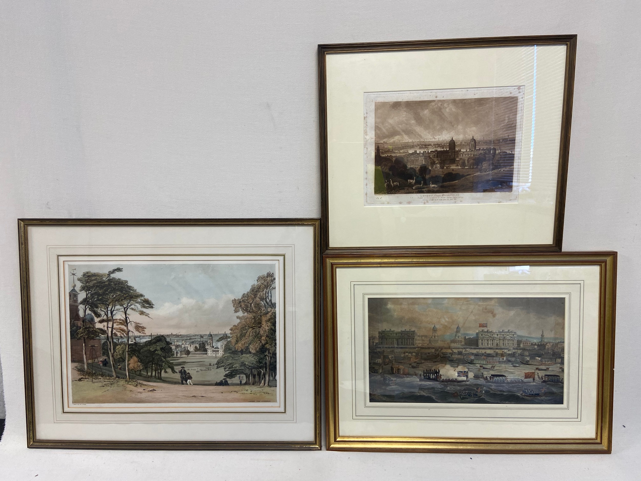 Three 18th and 19th century engravings of Greenwich interest to include London from Greenwich