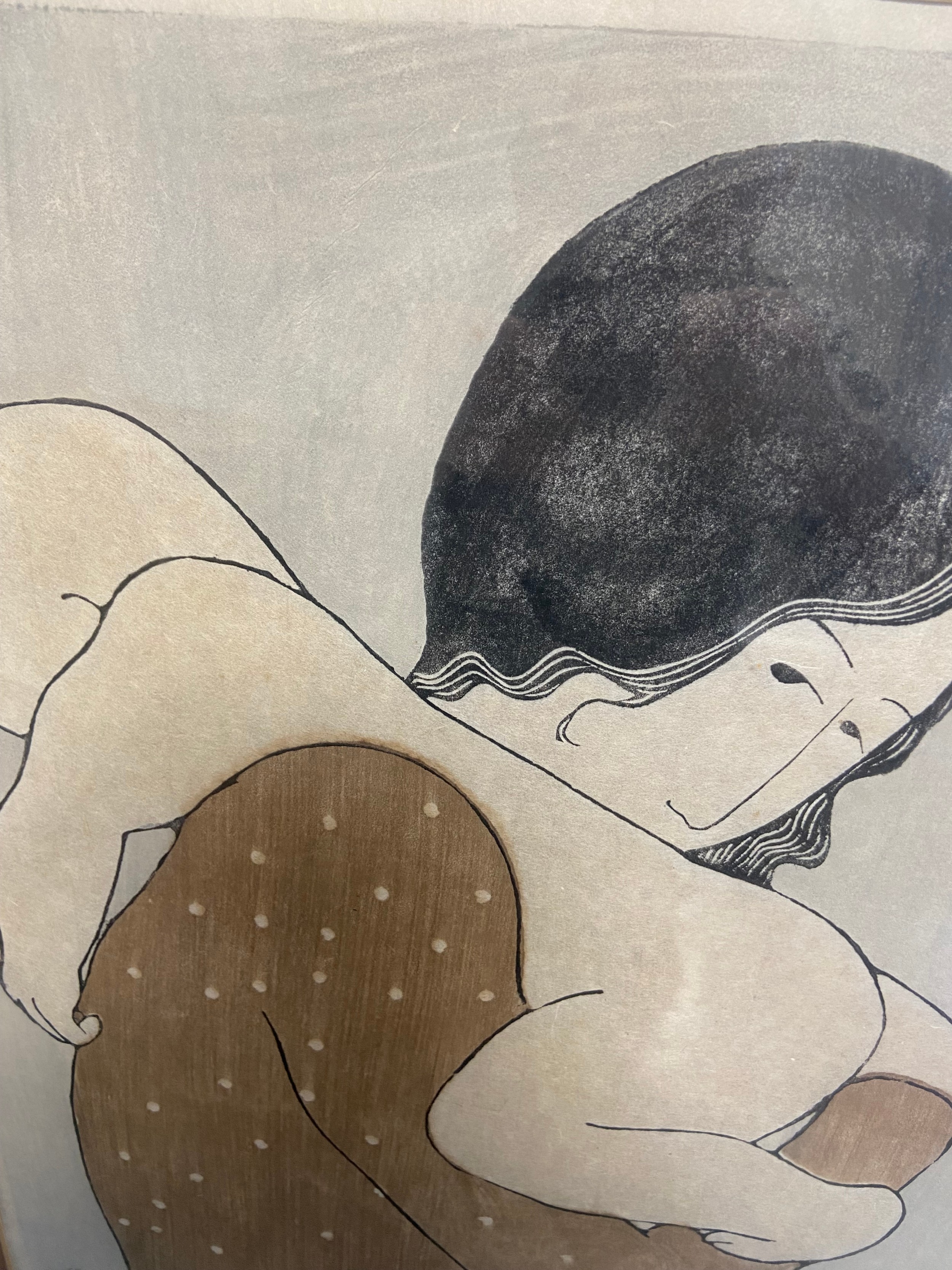 Stephen White (b.1939), a limited edition woodblock print in colours titled Lady Holding a Baby, - Image 2 of 4